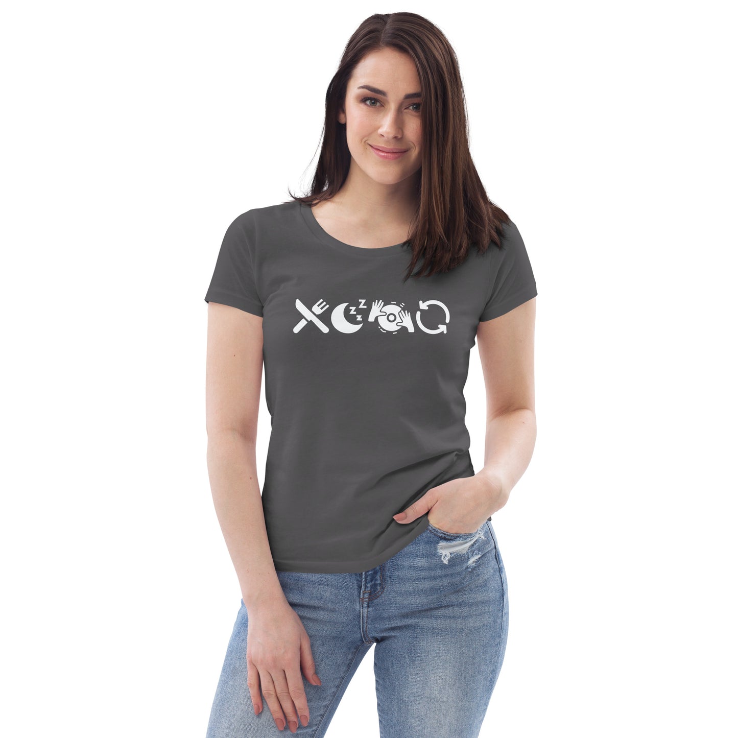 Eat Sleep Rave Repeat (icons) - Women's Fitted T-Shirt